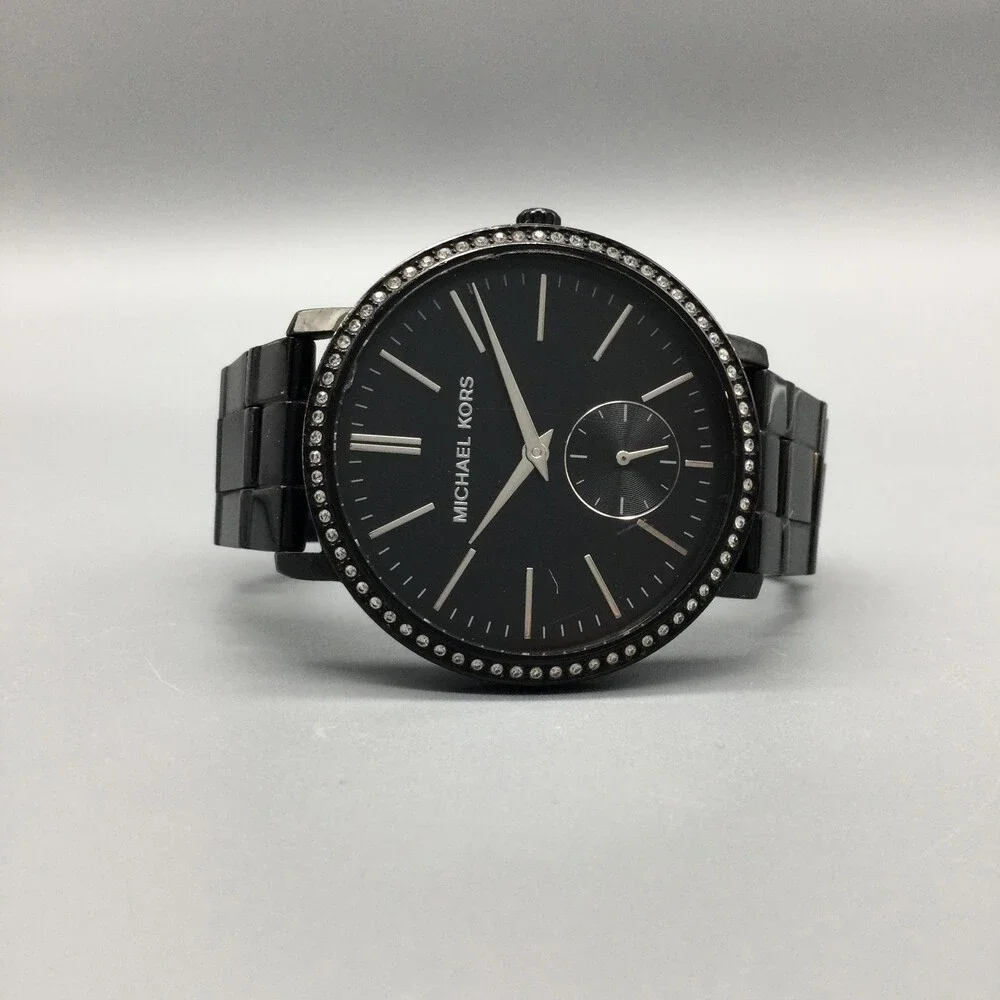 Michael Kors Jaryn Womens Watch 38mm Black Dial Crystals MK-3546 New Battery 6" - Picture 6 of 15